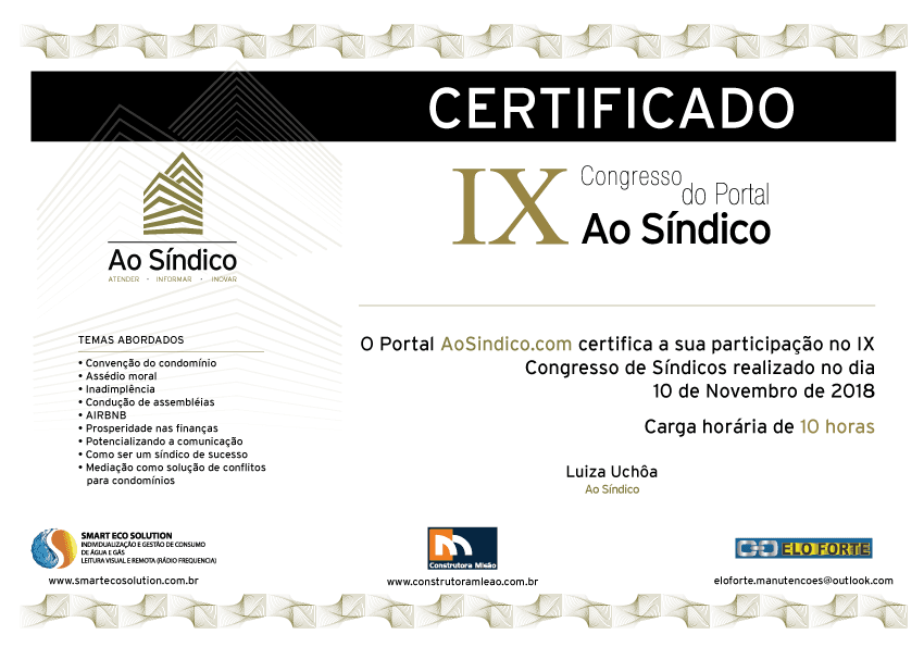 Certificado de participação do IX Congresso