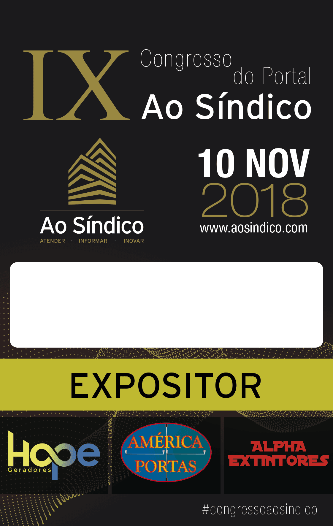 Credencial de expositor do congresso, com QR code