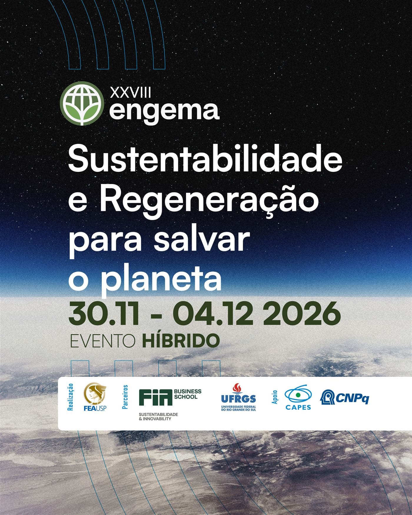 Arte fornecida pela Ello Eventos, usada no primeiro disparo do ENGEMA